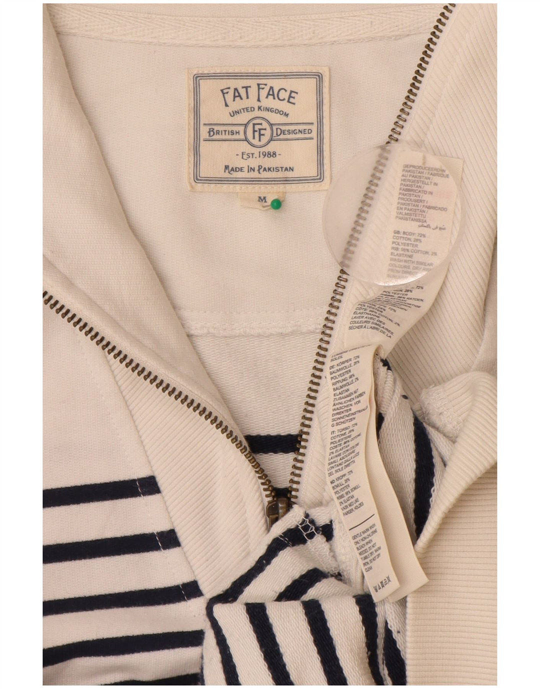Fat Face Sweat-shirt pour femme en coton rayé blanc cassé Taille 44