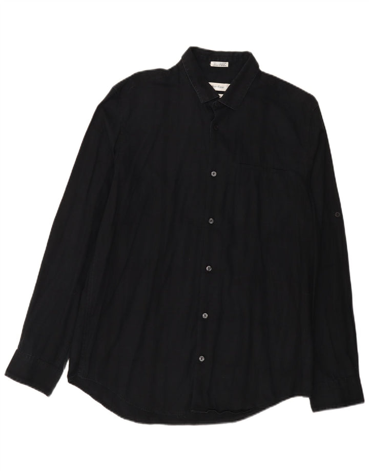 Calvin Klein Chemise Coupe Classique Homme Bleu Marine Moyen Coton