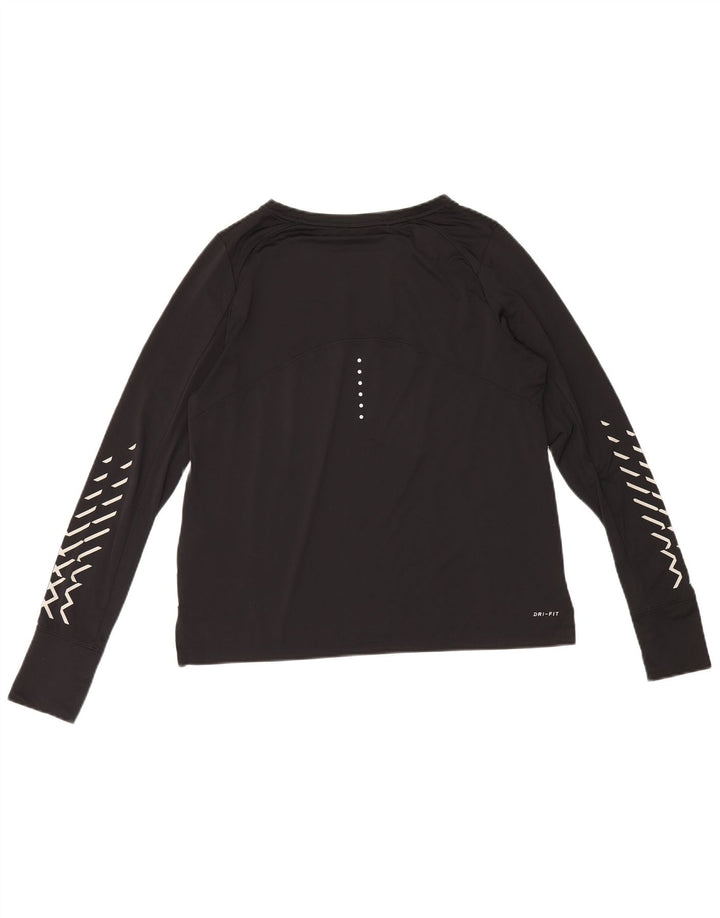 Nike Dri Fit Graphic Top à manches longues pour femme UK 14 Noir moyen Polyester