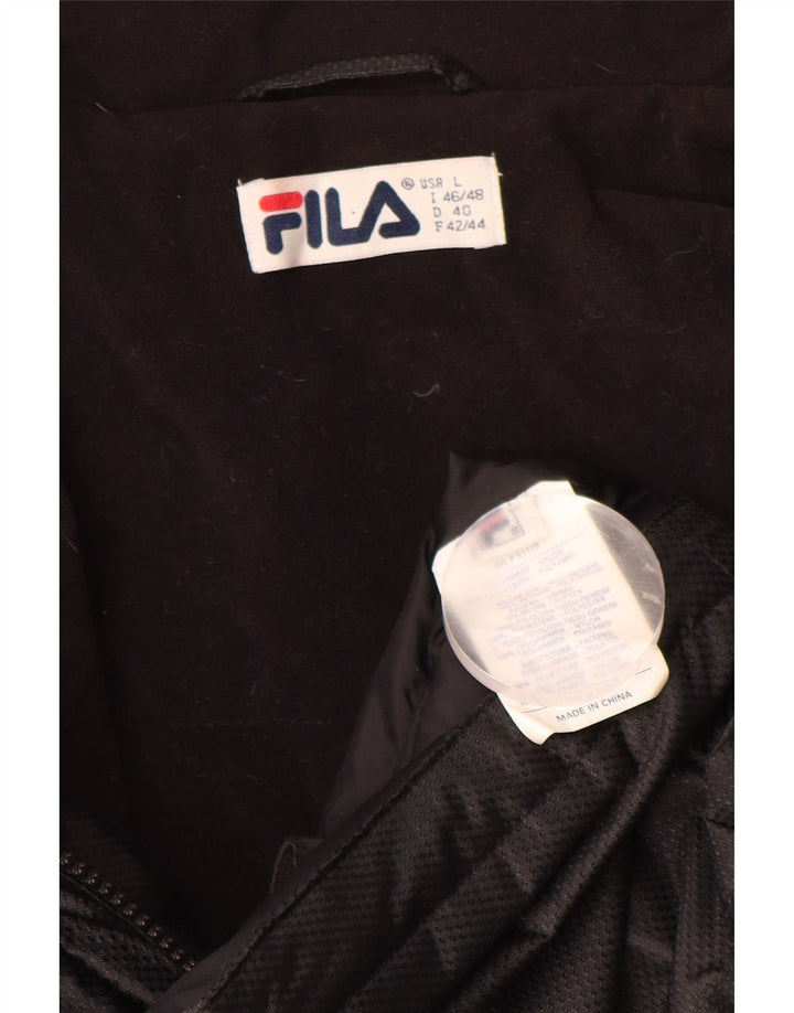 FILA Manteau coupe-vent graphique pour femme UK 16 Large Black Colourblock