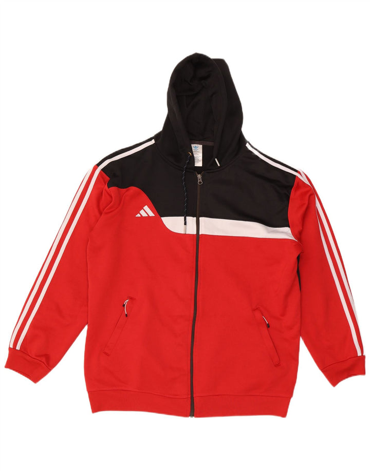 Adidas Pull à capuche zippé pour homme 2XL Rouge Colourblock Polyester