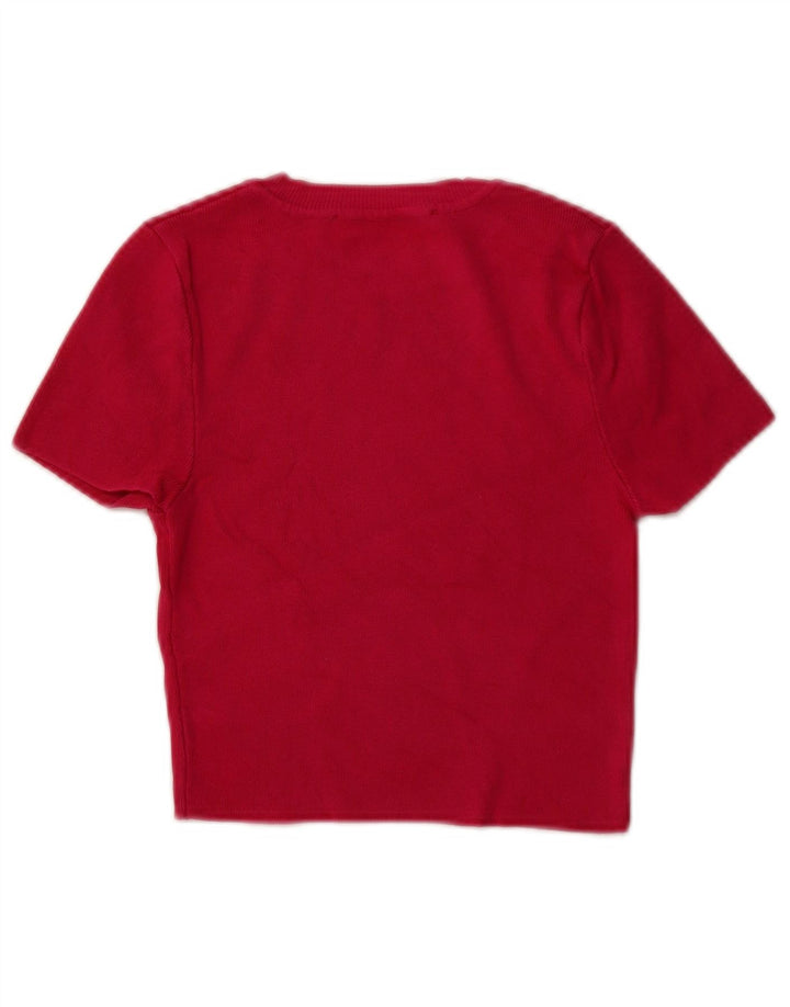 ZARA Pull court à manches courtes et col rond pour femme UK 8 Petit Rose