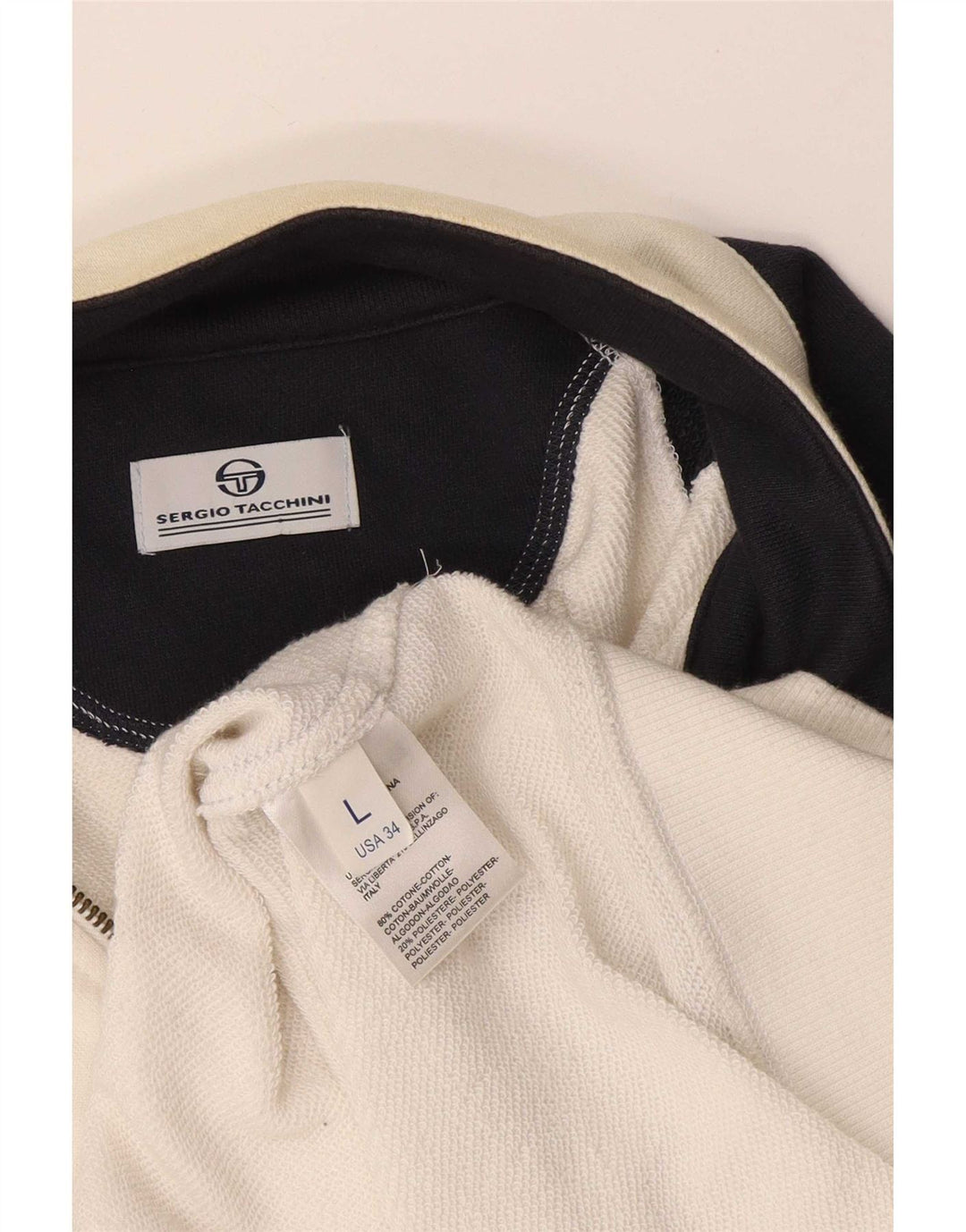 Sergio Tacchini Veste de Survêtement pour Homme Grand Blanc Colorblock Coton
