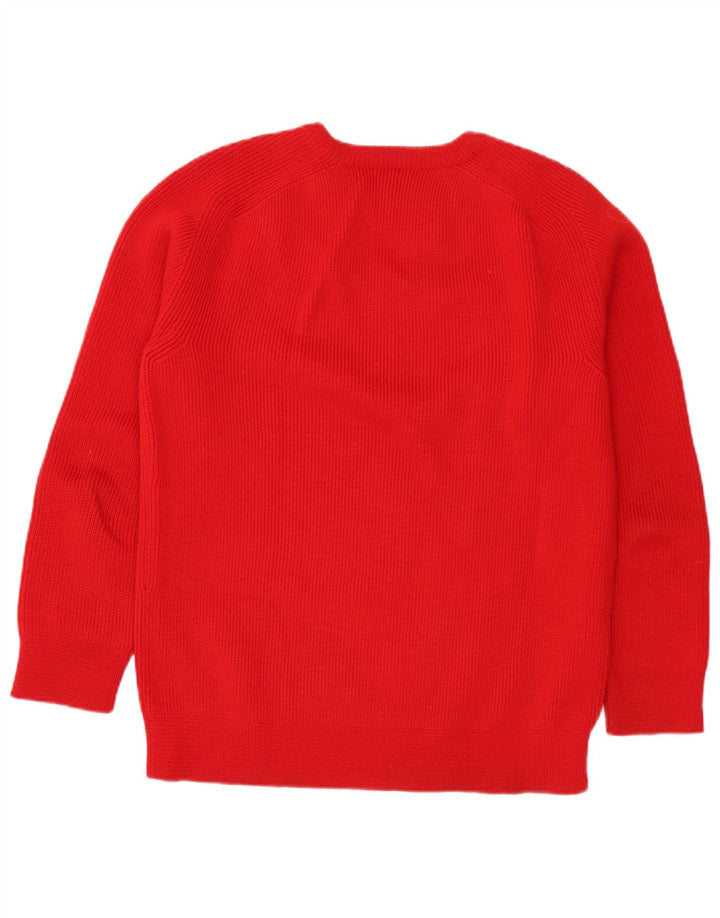 vintage Homme Col Bateau Pull Pull Rouge Moyen