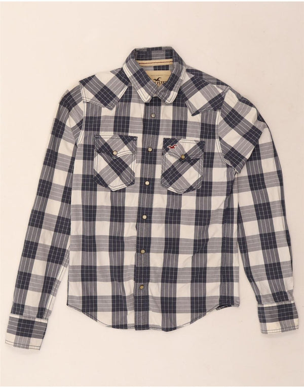 Hollister Chemise Homme Petit Carreau Bleu Marine Coton