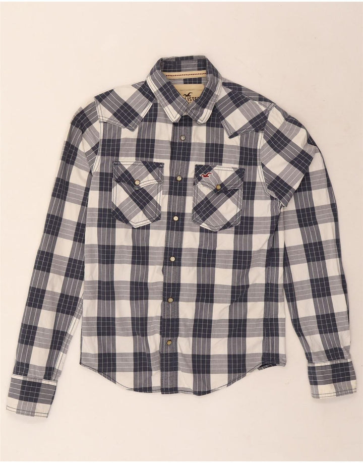 Hollister Chemise Homme Petit Carreau Bleu Marine Coton