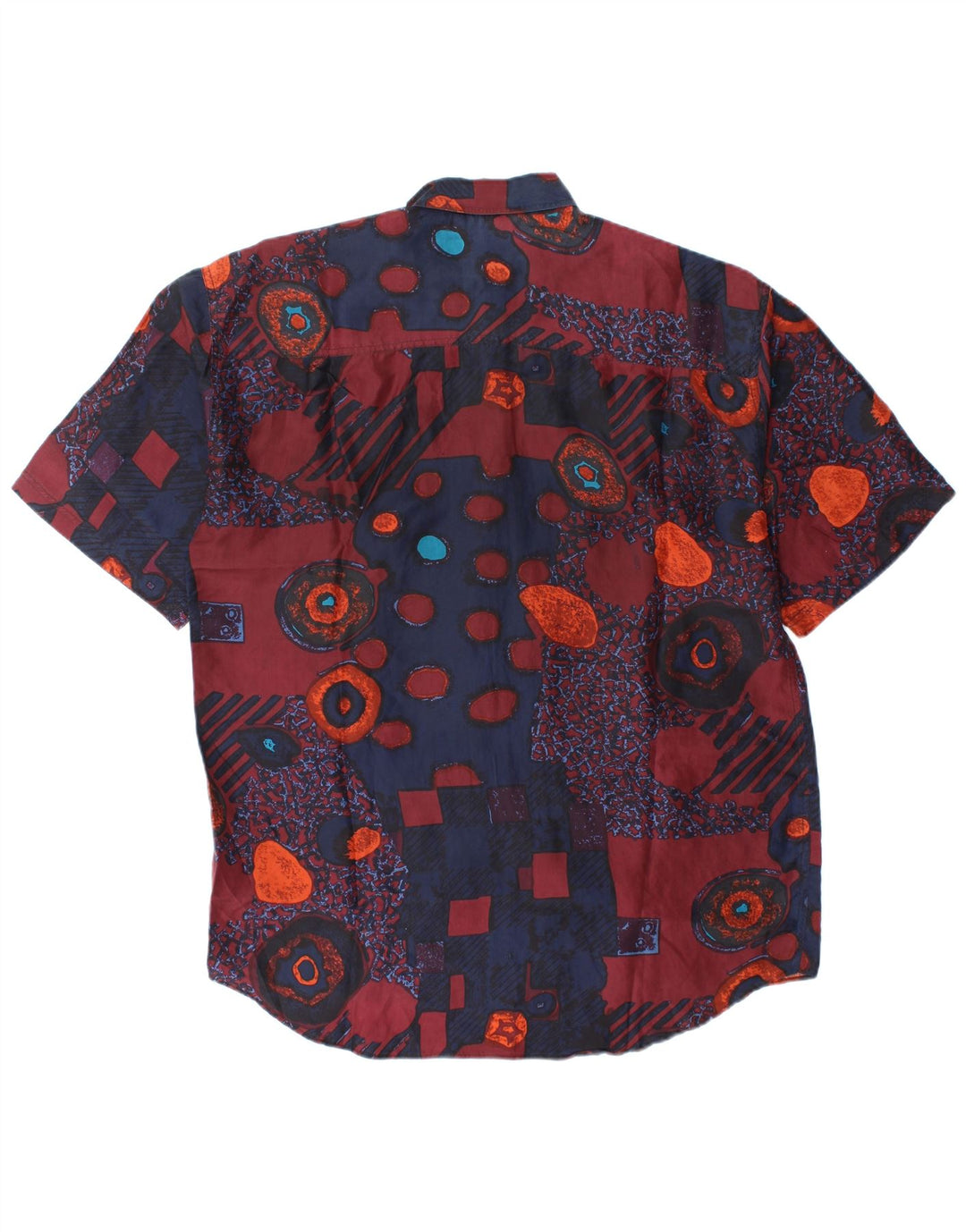 Chemise à manches courtes Vintage pour hommes, soie géométrique multicolore moyenne