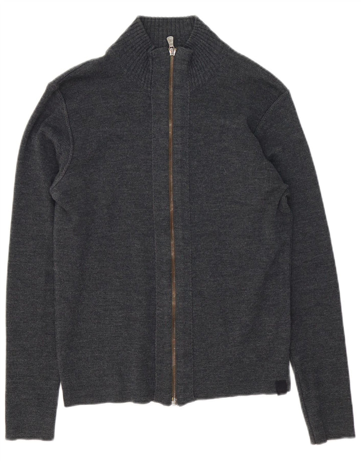 Calvin Klein Jeans Pull Cardigan Femme UK 12 Laine Gris Moyen