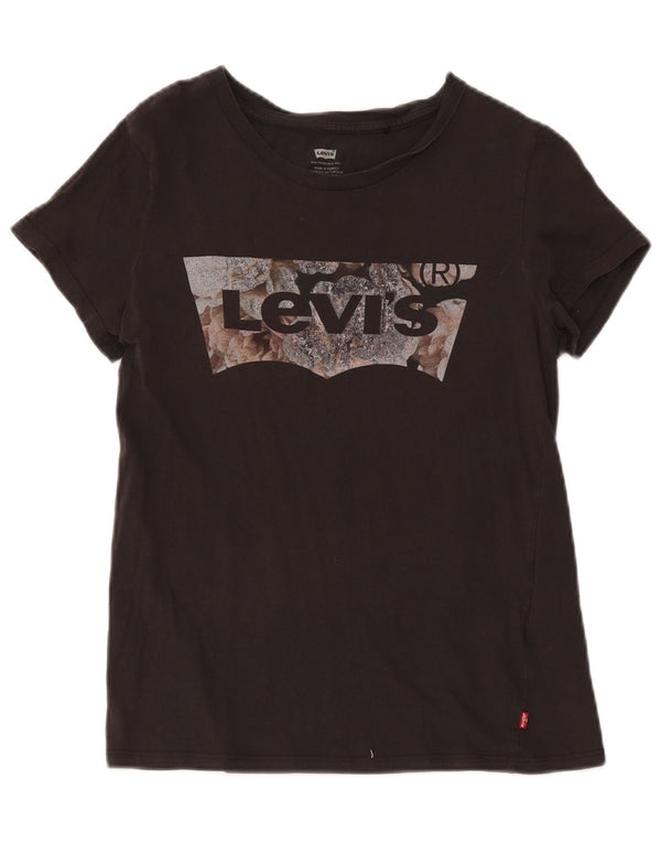 Levi's T-Shirt Graphique Femme UK 10 Petit Noir Coton