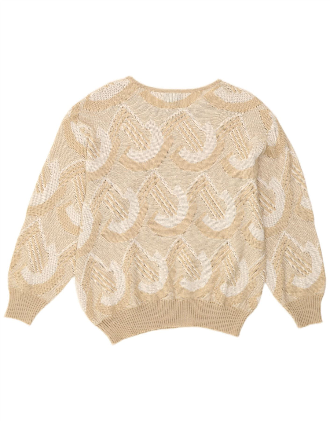 Canda Pull Col Bateau Femme IT 48 XL Beige Géométrique Acrylique