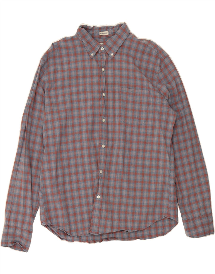 J. CREW Mens Slim Shirt XL Blue Check Cotton Vintage J. Crew and Second-Hand J. Crew from Messina Hembry 