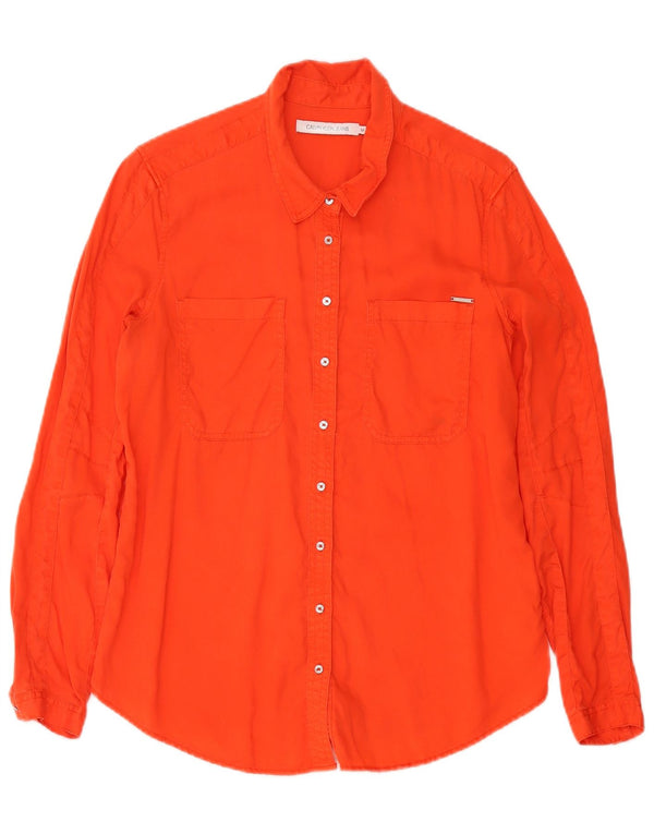 Calvin Klein Jeans Chemise Femme UK 14 Medium Orange Lyocell