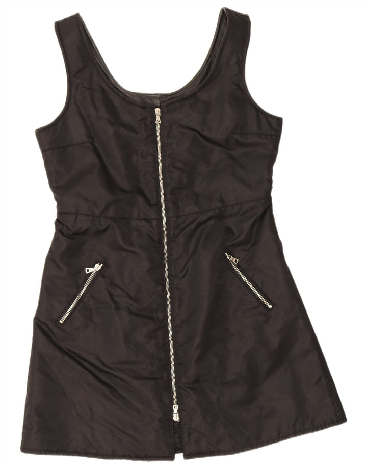 vintage Femme Robe A-Line UK 12 Moyen Noir