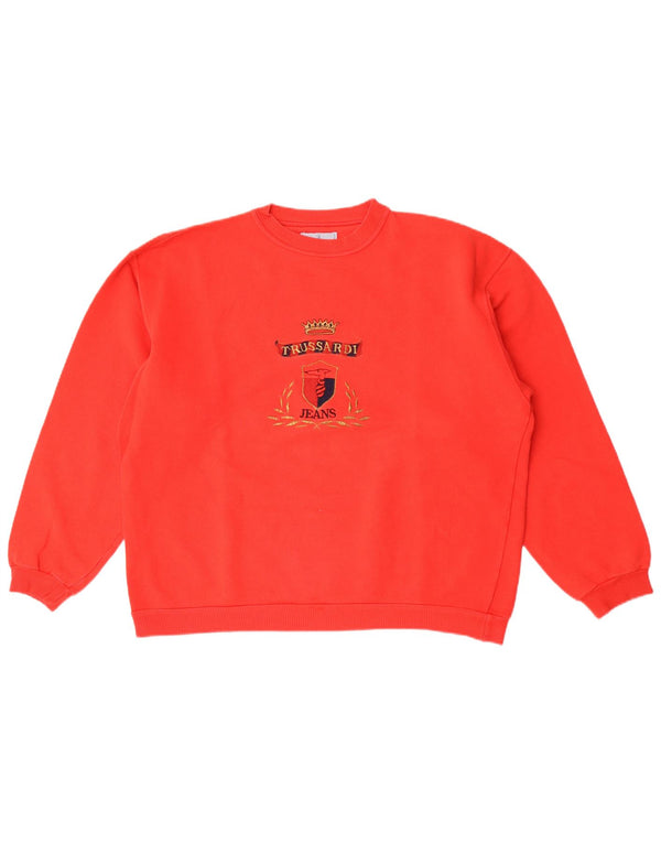 Trussardi Jeans Pull Graphique Sweat-Shirt Rouge Moyen Coton Homme