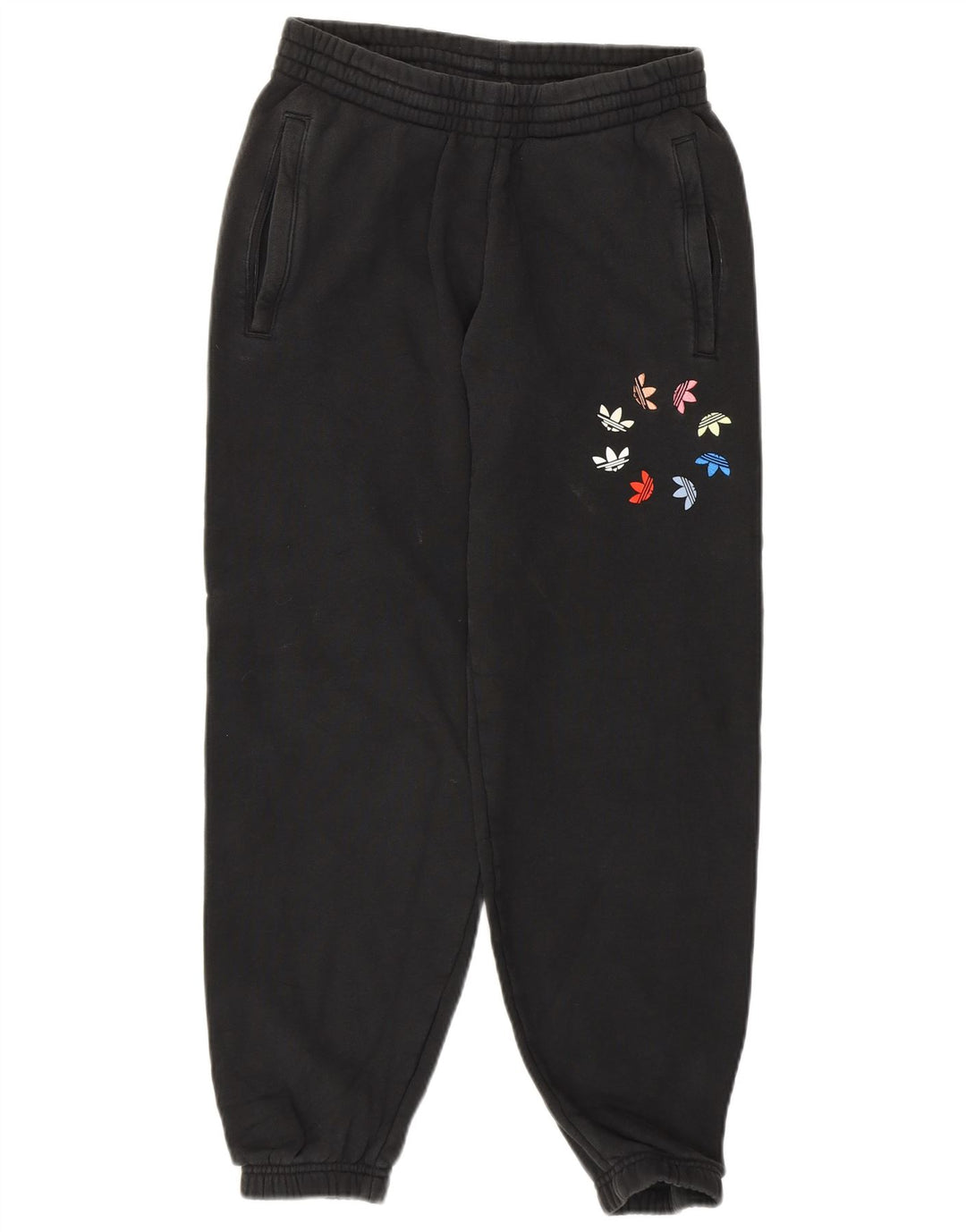 ADIDAS Pantalon de survêtement graphique pour femme Joggers UK 8 Small Noir Coton