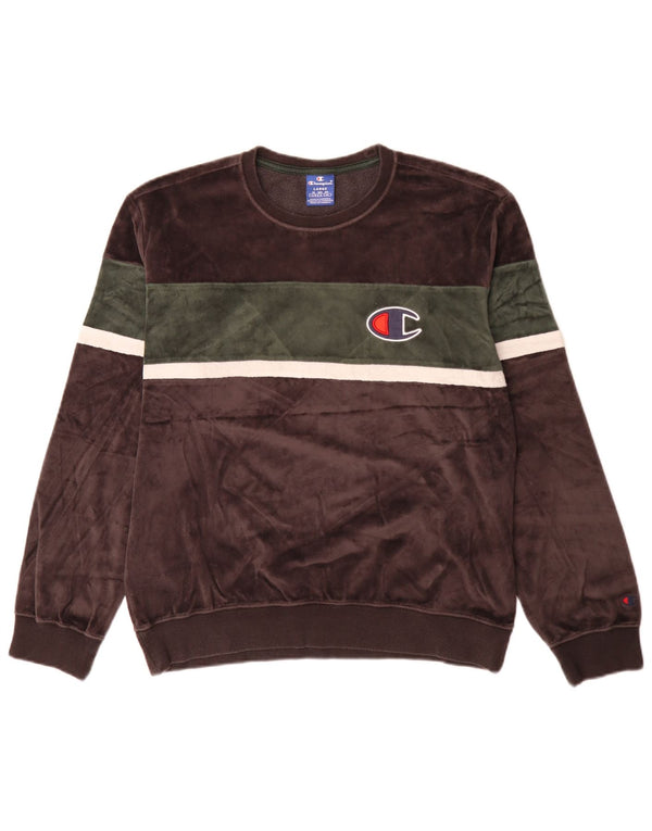 Champion Sweat-shirt en velours pour femme UK 16 Large Gris Colorblock