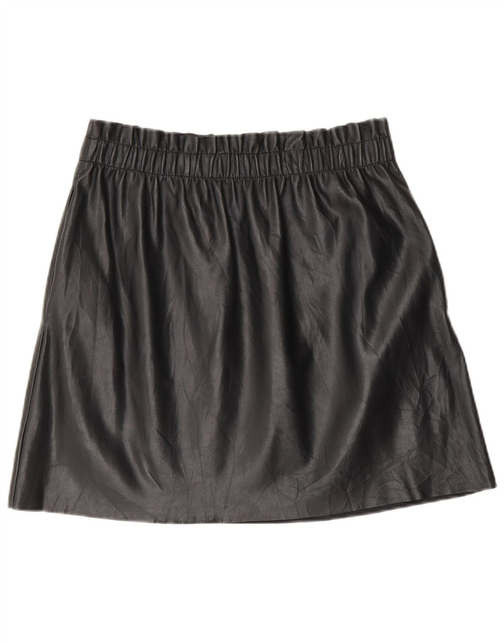 Zara Femme Mini Jupe En Simili Cuir Moyen W28 Noir Polyester