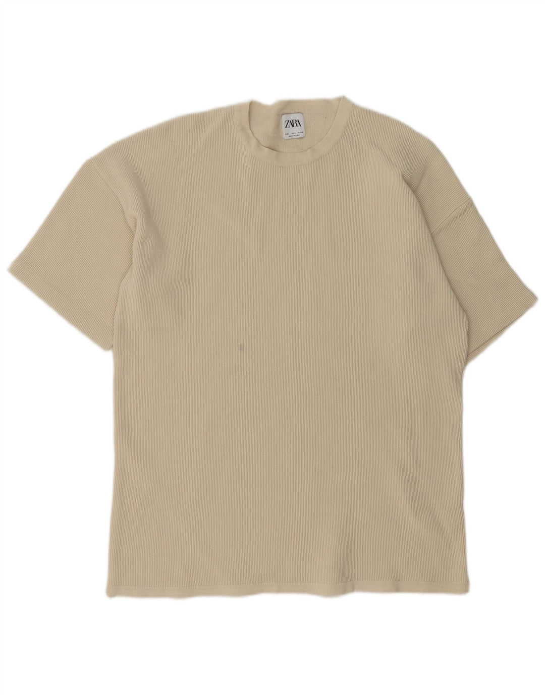 Zara Homme T-Shirt Top Large Beige Coton