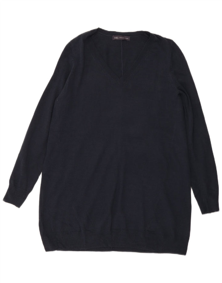 MARKS & SPENCER Pull col en V pour femme UK 10 Small Bleu marine