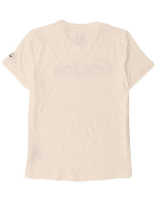 Adidas T-shirt graphique pour femme UK 12 en coton blanc moyen
