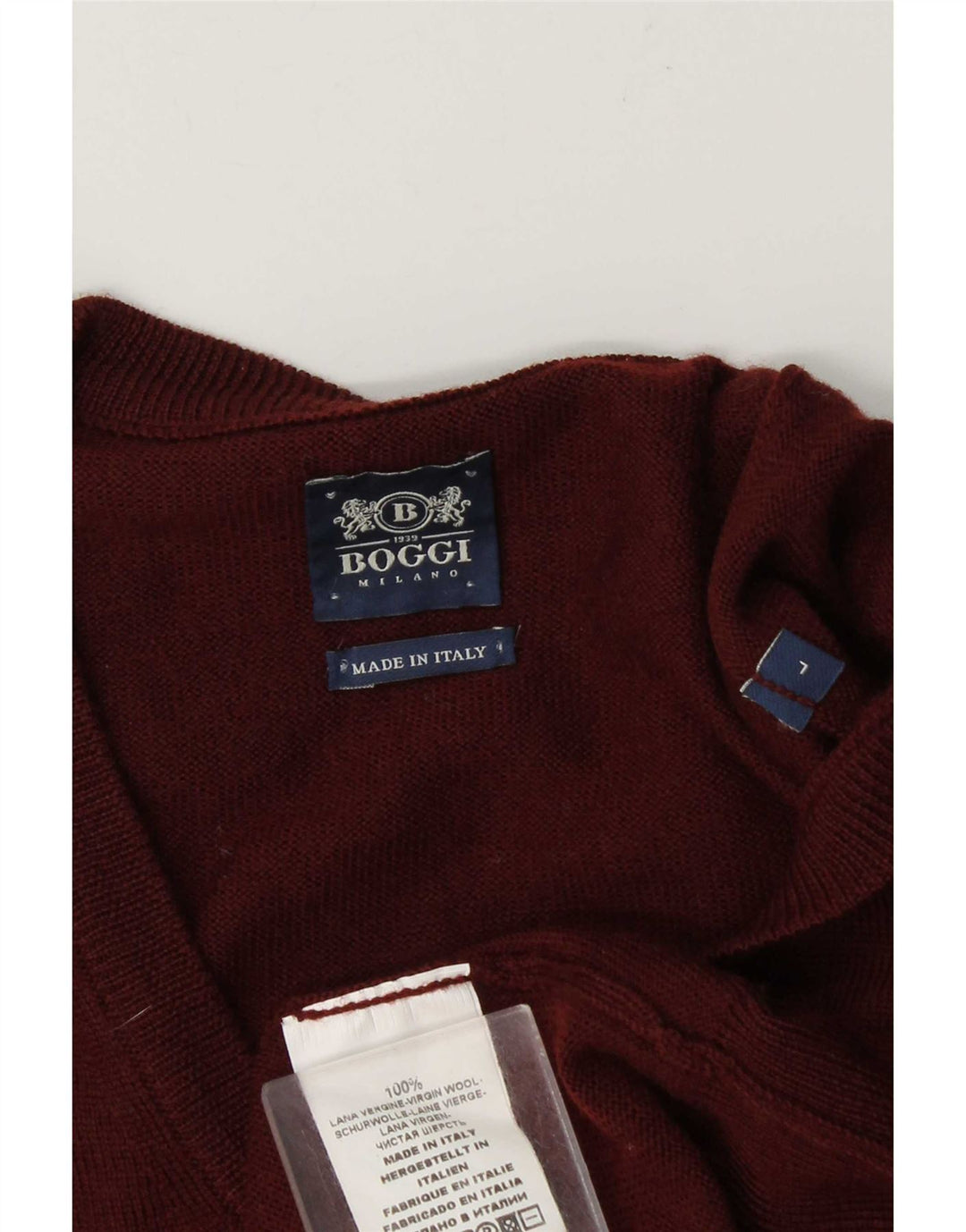Boggi Pull col V pour homme Taille L Bordeaux