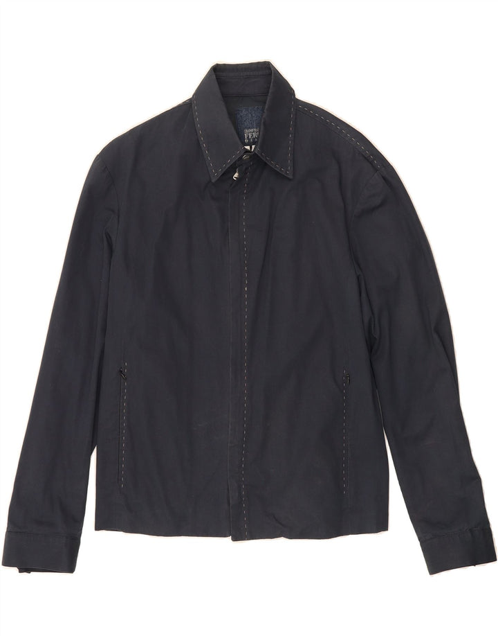 GIANFRANCO FERRE Mens Bomber Jacket UK 40 Large Navy Blue Cotton Vintage Gianfranco Ferre and Second-Hand Gianfranco Ferre from Messina Hembry 