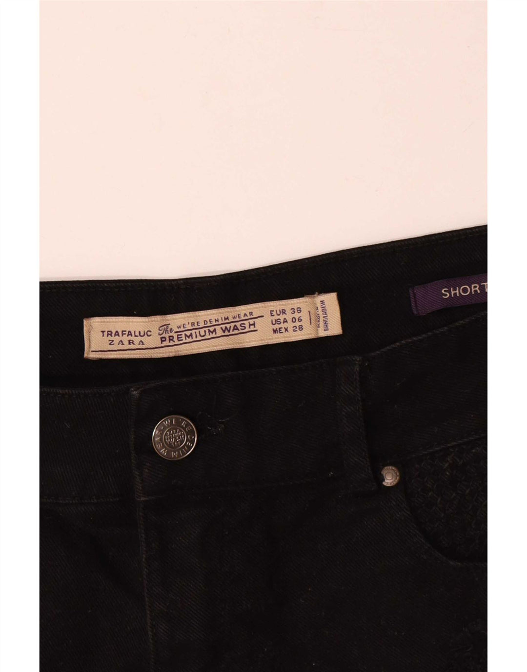 Zara Short en jean pour femme EU 38 Small W28 Noir