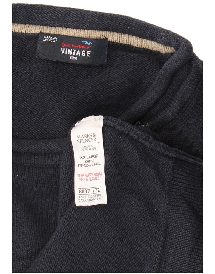 Marks & Spencer Pull à col rond pour homme 2XL en coton bleu marine