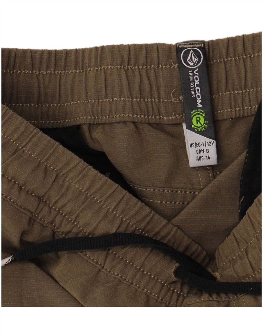 VOLCOM Short décontracté pour garçon 11-12 ans Grand W26 Kaki