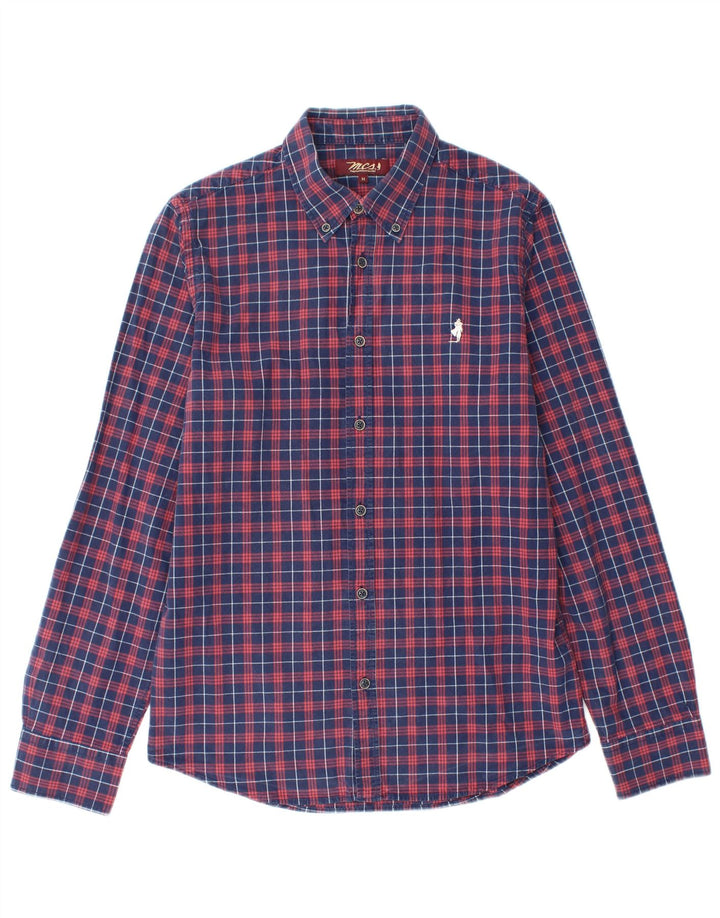 Marlboro Classics Chemise en flanelle pour homme en coton à carreaux bleu marine moyen