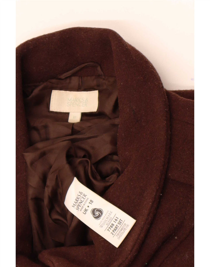 Marks & Spencer Manteau pour femme UK 18 XL Marron Laine vierge