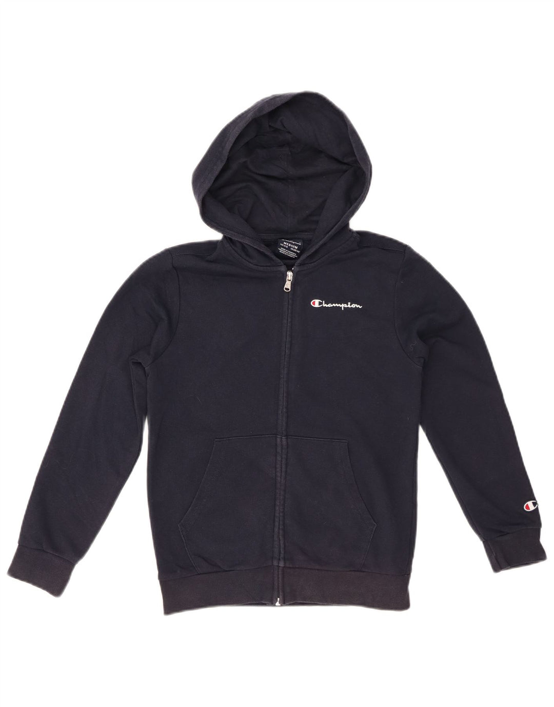 CHAMPION Pull à capuche zippé graphique pour garçon 9-10 ans Bleu marine moyen