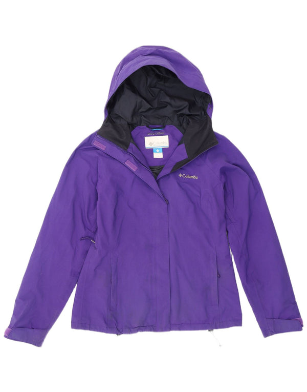 Columbia Veste de pluie à capuche pour femme UK 10 Small Violet Nylon