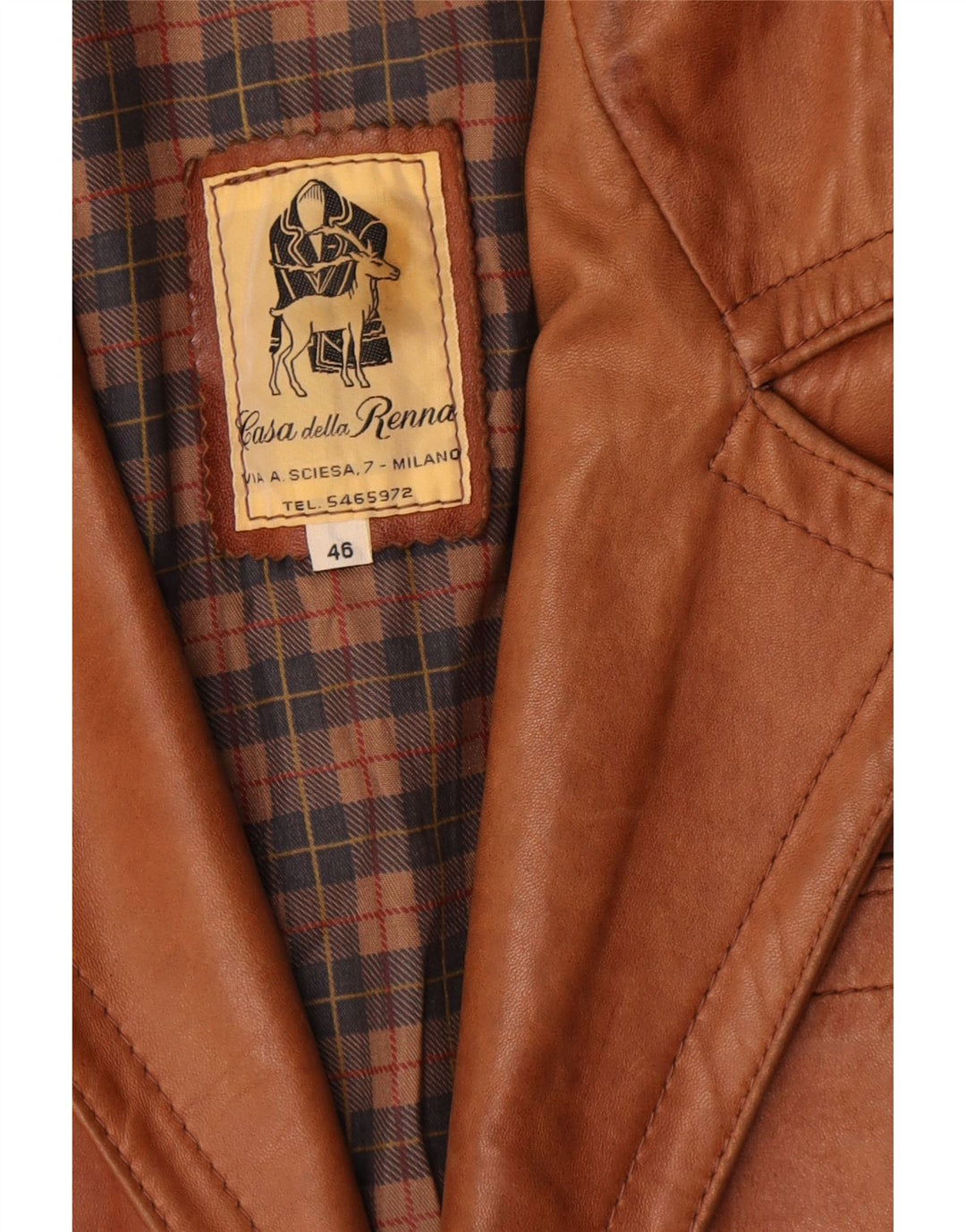 Renna Veste blazer en cuir à 2 boutons pour homme IT 46 Small Marron