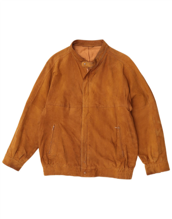 vintage Mens Suede Bomber Jacket UK 36 Petit Beige