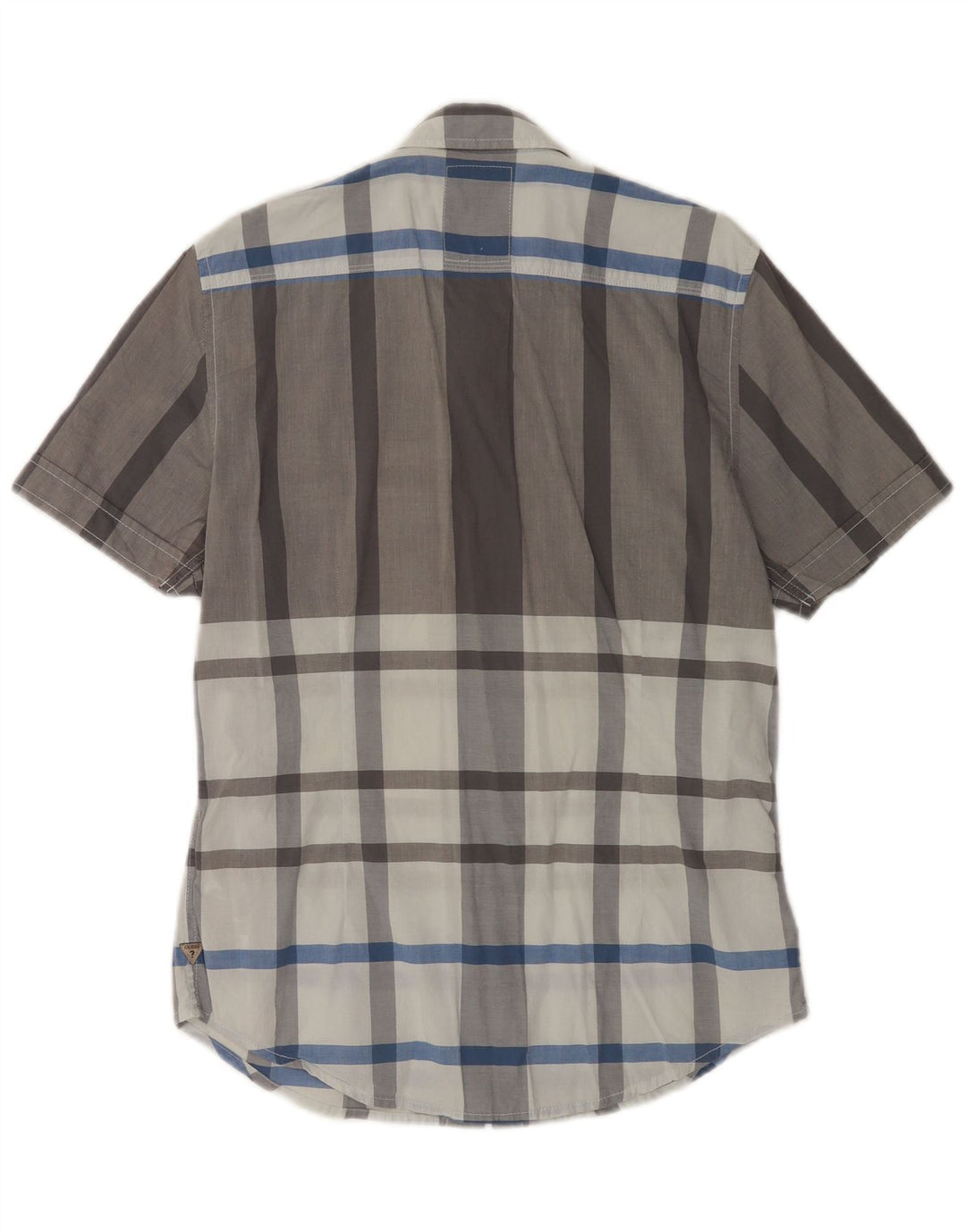 Guess Chemise Slim à Manches Courtes pour Homme en Coton à Carreaux Gris Petit