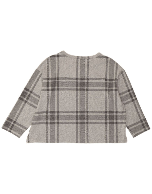 Marks & Spencer Femmes Crop Top Manches 3/4 UK 20 2XL Gris Plaid Polyester