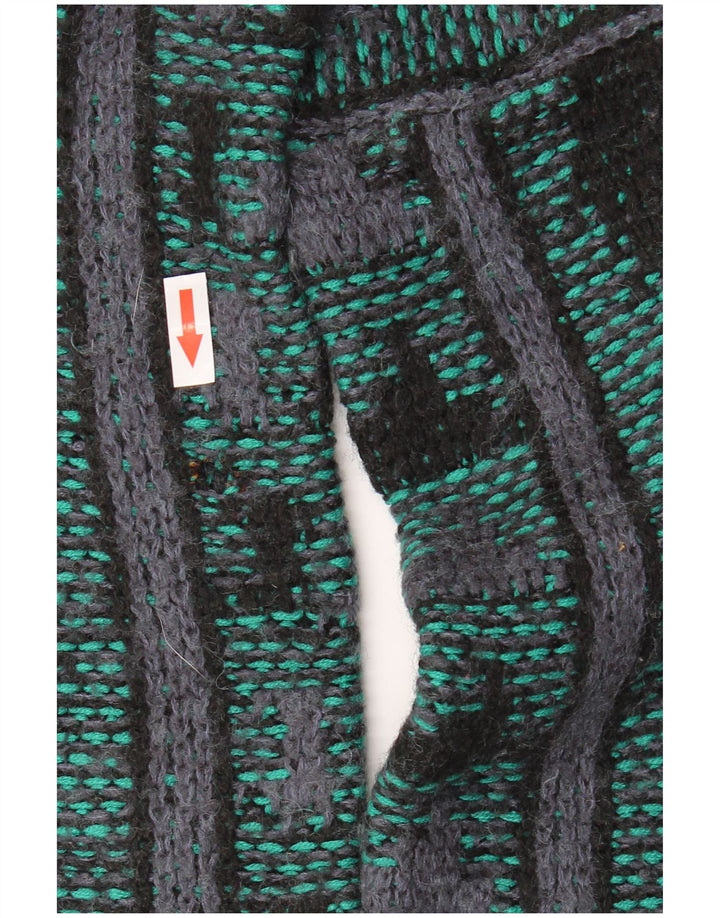 VINTAGE Pull col rond homme moyen multicolore géométrique