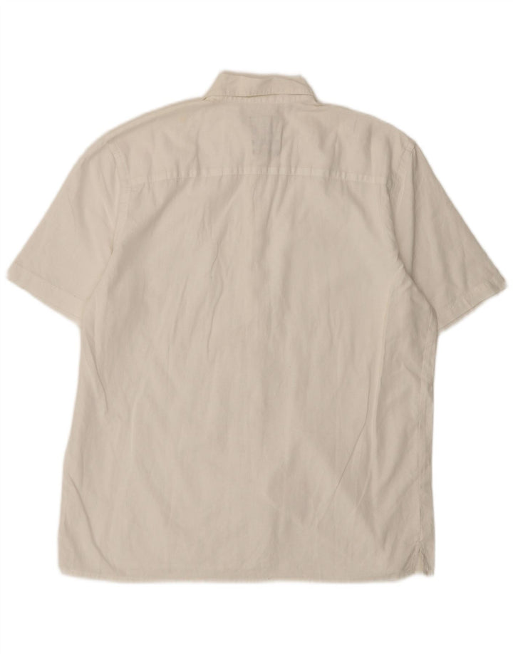 Sisley Chemise À Manches Courtes Regular Fit Lin Blanc Moyen
