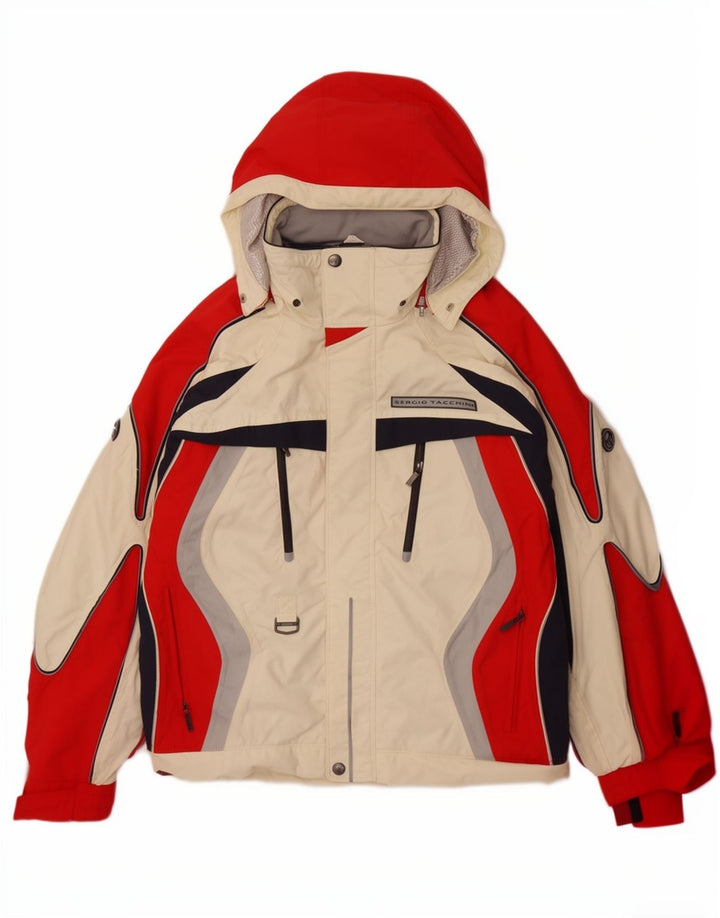 Sergio Tacchini Veste coupe-vent à capuche pour homme Blanc moyen Colourblock