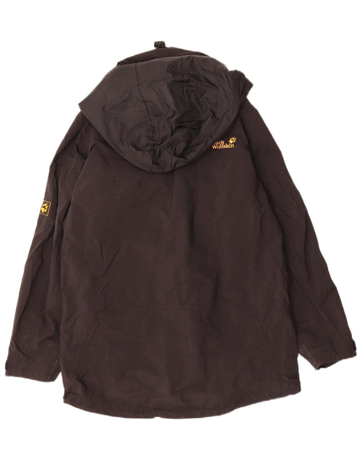 JACK WOLFSKIN Veste de pluie à capuche surdimensionnée pour femme UK 8 Small Noir