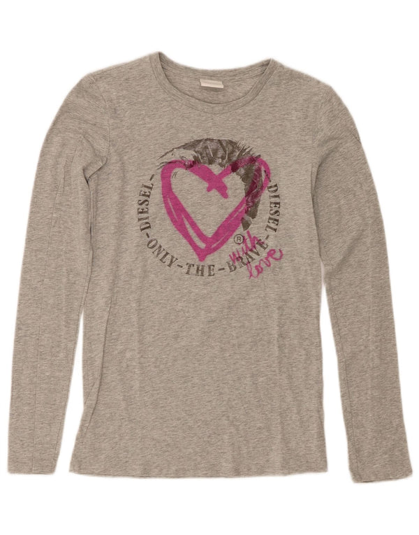 Diesel Haut Graphique Fille Manches Longues 13-14 ans XL Gris