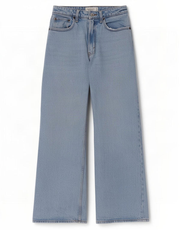 Abercrombie & Fitch Jean taille haute à jambe large pour femme US 4 Small W27 L27 Bleu