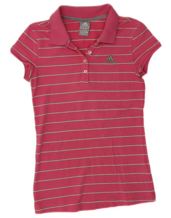Adidas Clima 365 Polo pour femme UK 10 Petit rose rayé