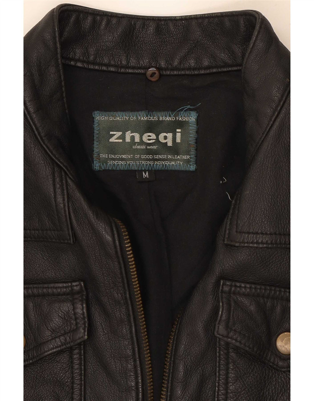 Veste en cuir Biker femme vintage UK 12 Noir Moyen