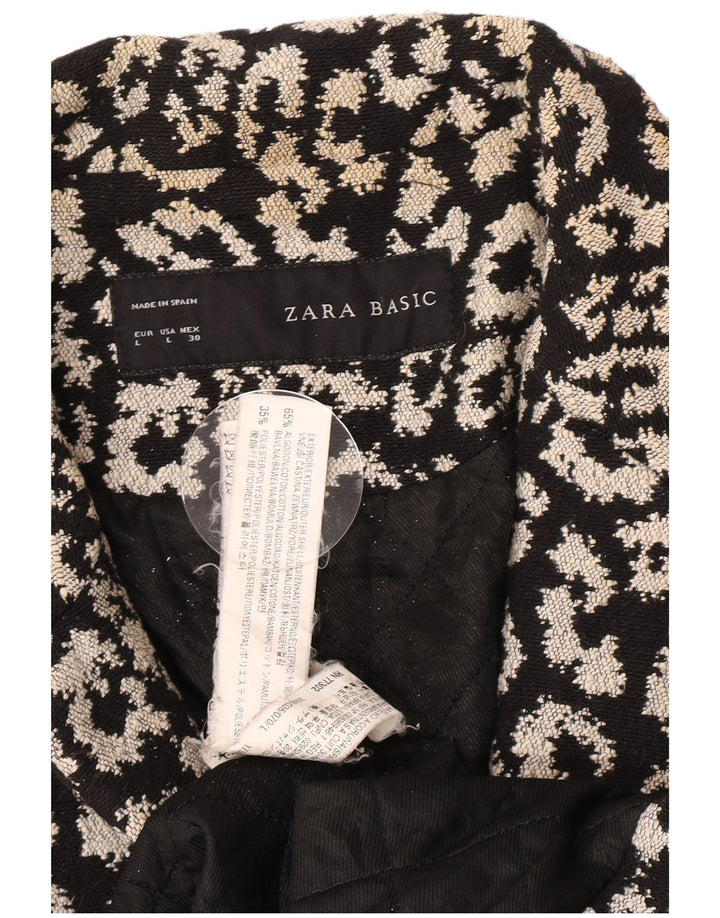 Zara Manteau ouvert à motif abstrait pour femme UK 14 Grand coton noir