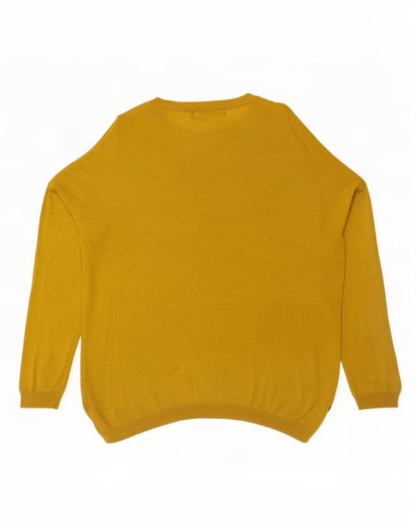 Marks & Spencer Pull à col rond pour femme UK 16 Large Viscose Jaune