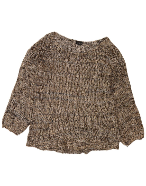 Topshop Pull col bateau pour femme UK 12 Marron moyen moucheté