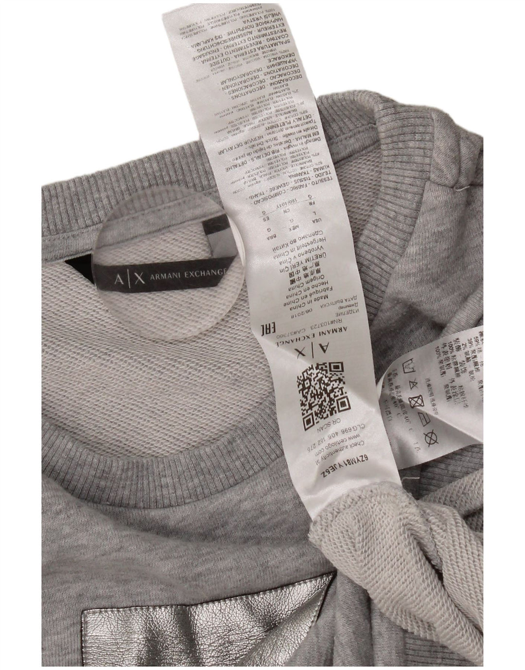Armani Exchange Sweat-shirt graphique pour femme UK 16 Grand coton gris