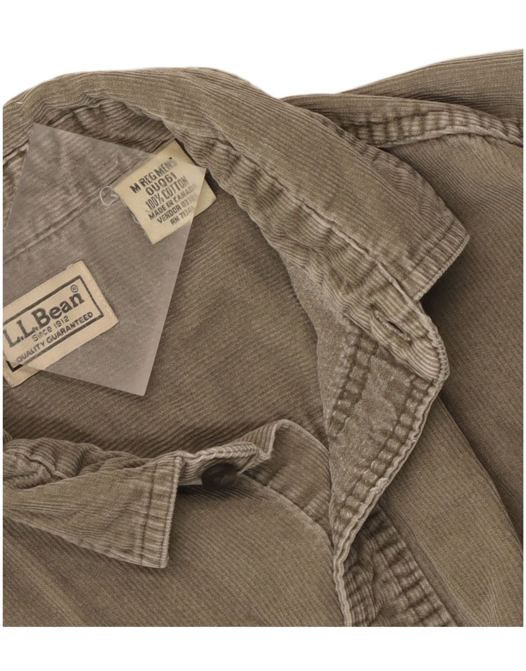 L.L.Bean Chemise Velours Côtelé Homme Coton Kaki Moyen